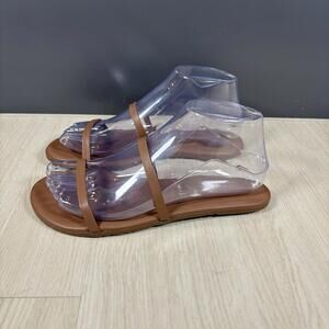 TKEES Womens Gemma Flat Sandals Shoes Tan Brown Size 7.5 Made In Brazil Minimal